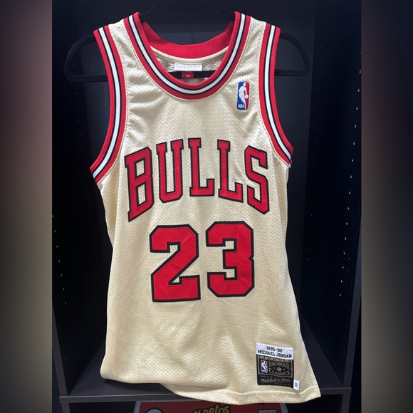 Other - 100% Authentic Michael Jordan Mitchell & Ness 95 96 Gold Bulls Jersey